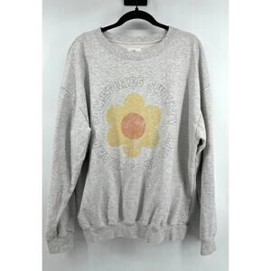 OFFLINE by Aerie Oversized Sweatshirt Crewneck Women's Size M Gray Flower Cozy